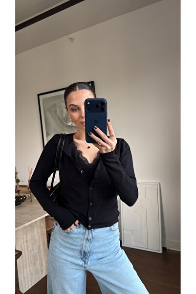 sinemkivanc co ÇİFT KATLI DANTEL DETAYLI HIRKA