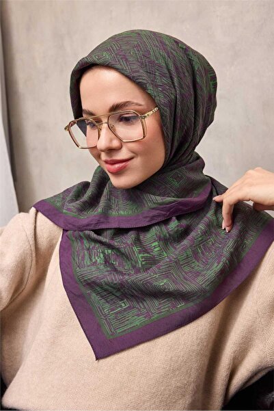 Silk Home Viscose Velora Scarf Four Seasons Labyrinth Pattern Purple 90X90