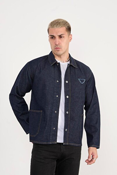 Rocqerx X-2031 Embroidered Detailed Buttoned Denim Jacket