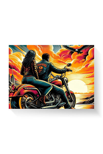 Printees Tablou - Ilustrație Cruiser la apus - Canvas pe șasiu