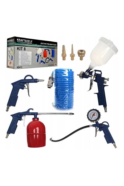 Kraft Kit accesorii compresor 8 piese, pistol pneumatic vopsit, suflat, umfla...
