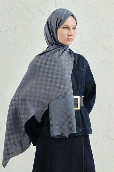 Armine Cotton Silk Shawl - Metallic Gray 19