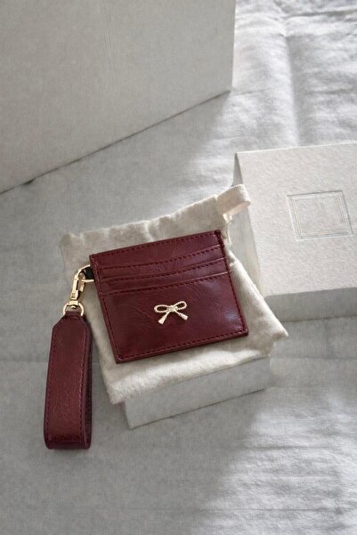 Madamra حامل بطاقات من جلد البولي يوريثان اللامع للنساء باللون الأحمر الداكن ...