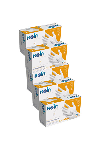 KOİNSMH قفازات فحص من اللاتكس المسحوق، 5 عبوات تحتوي على 100 قفاز، مقاس صغير