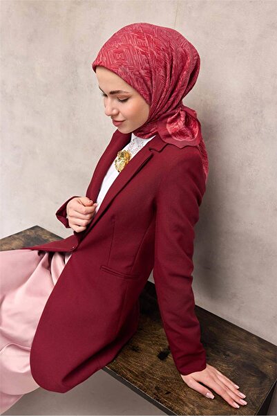 Silk Home Viscose Velora Scarf Four Seasons Labyrinth Pattern Burgundy 90X90