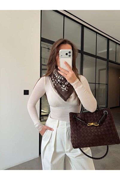 BB Bensu Buyruk ΣΧΕΔΙΑΣΜΕΝΟ ΠΛΕΚΤΟ ΜΙΝΙ ΣΑΛΙ ΚΑΦΕ-ΚΡΕΜ