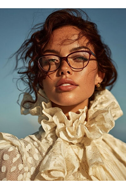 Angel Eyes Cat Eye Burgundy Blue Light Protection Glasses Uv400 Protection