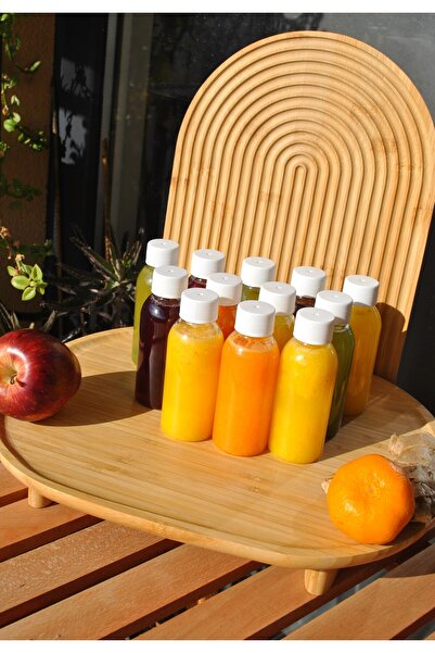 Qualitev 12 Pieces White Ginger Shot Plastic Bottle with Leakproof Cap 100 ml...