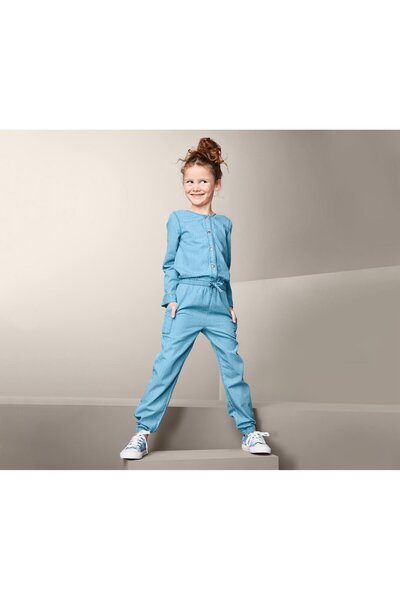 Tchibo Girls Denim Jumpsuit, Blue