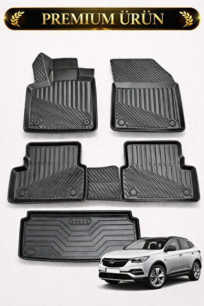 Black Gold Opel Grandland X Uyumlu 3D Oto Paspas ve Bagaj Havuzu Set Premium