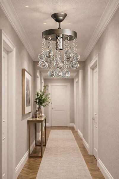 ABAJUR EVİM 20 cm kristal taşlı kasalı avize