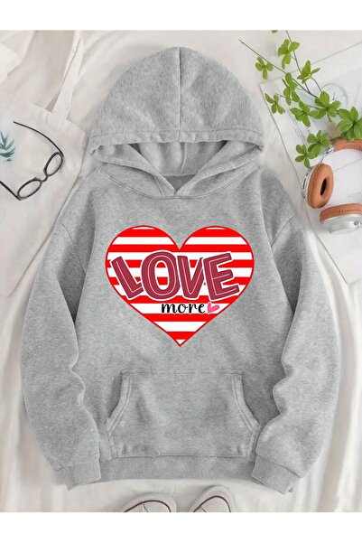 Deocept سويت شيرت للجنسين لعيد الحب مطبوع بغطاء رأس ذو جيب كنغر مريح وقصة قصة...