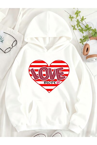 Deocept سويت شيرت للجنسين لعيد الحب مطبوع بغطاء رأس ذو جيب كنغر مريح وقصة قصة...