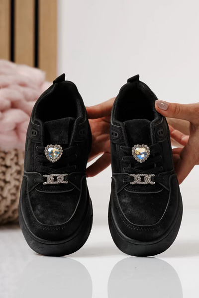 Zaira Adidasi copii negri din piele ecologica Ariana #24013