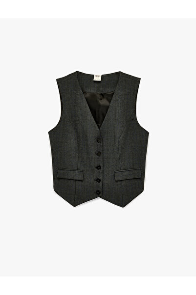 Koton Жіночий жилет без рукавів з V-подібним коміром та ґудзиками