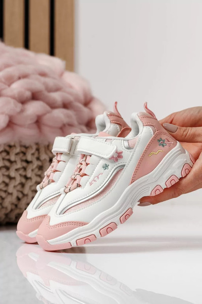 Zaira White children's sneakers made of eco-leather Arya #24041 - 30