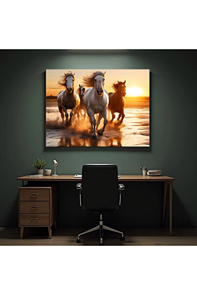 Printees Tablou - Cai alergând prin apă - Canvas pe șasiu