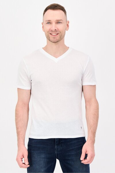 Frye تيشيرت رجالي بأكمام قصيرة ورقبة على شكل حرف V وشعار ماركة، متعدد الألوان...