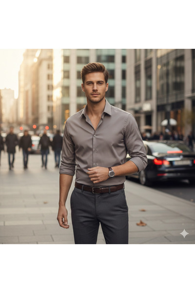 Fine Touch 100% Cotton Men's Shirt – Long Sleeve, Breathable Stylish Design