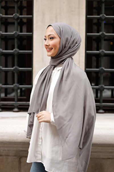 ipekistanbul %100 Organik Pamuk Şal - Düz Renk - Koyu Gri