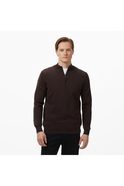 Nautica Erkek Kahverengi Classic Fit Kazak