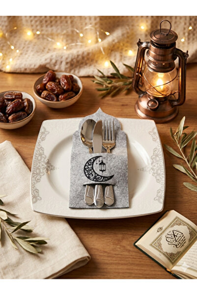 rosfloa rf 6-Piece Ramadan Iftar Invitation Tableware Felt Napkin Holder & Cu...