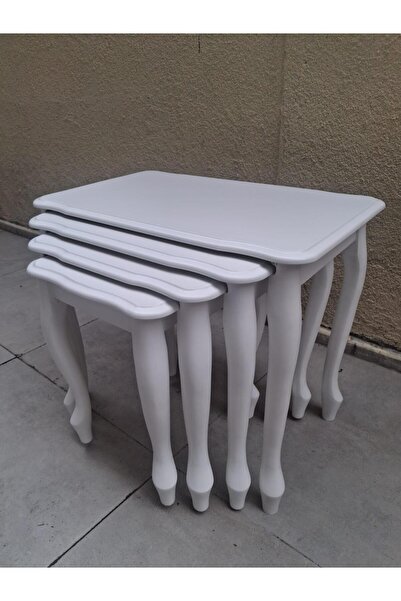 Bengi Ankara Mobilya Zigon Sehpa Lükens Eko HT 90556 Kayın Aslan Ayak Beyaz E...