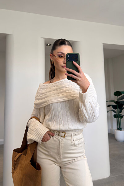 MAGARDE Pulover cu guler tip Madonna - Crem