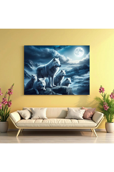 Printees Tablou - Haită de lupi albi - Canvas pe șasiu