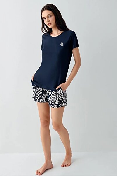 YUYİ Arnetta Modal Cotton Short Sleeve Cycling Jacket Women's Shorts Pajama S...