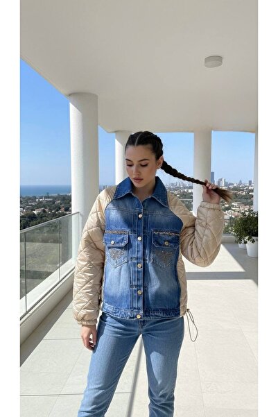 RED WOMAN FASHİON Quilted Denim Coat