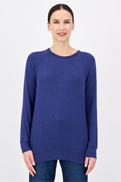 Buffalo David Bitton Women Round Neck Heather Sweatshirt, Dark Navy