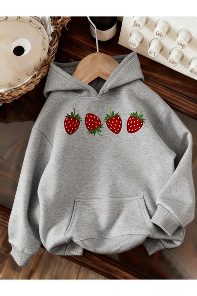 Deocept Φούτερ Unisex Strawberry με τύπωμα με κουκούλα με τσέπες καγκουρό, άν...
