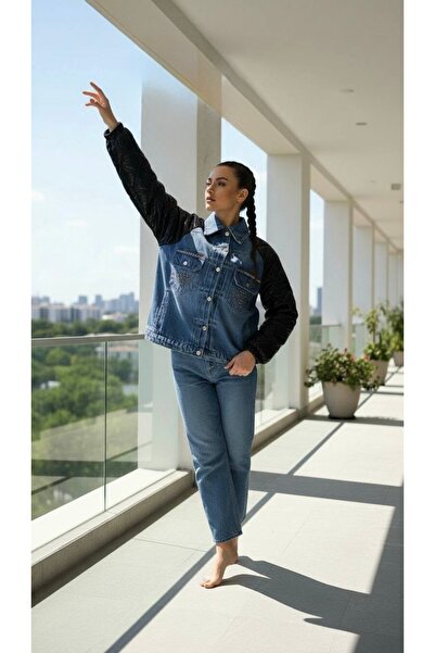 RED WOMAN FASHİON Quilted Denim Coat