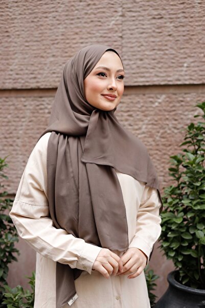 ipekistanbul %100 Organik Pamuk Şal - Düz Renk - Koyu Vizon