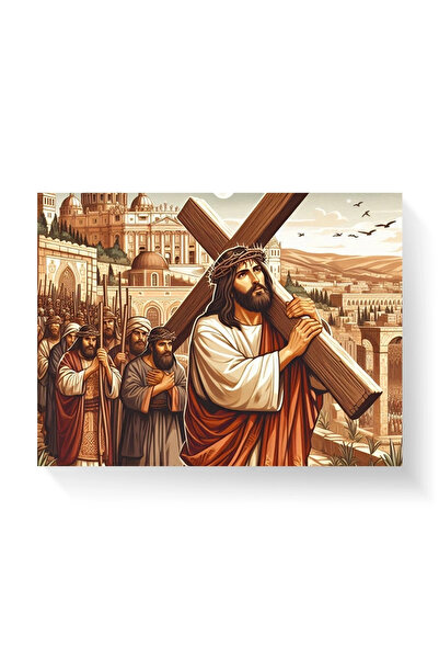 Printees Tablou - Hristos cu crucea - Canvas pe șasiu