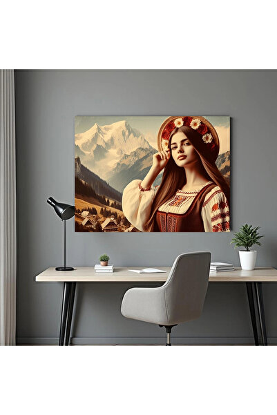 Printees Tablou - Fată de la munte - Canvas pe șasiu