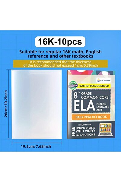 Choice 16K-10 قطع 10 قطع-A4/16K غلاف كتاب شفاف عالي الشفافية مصنوع من مادة ال...