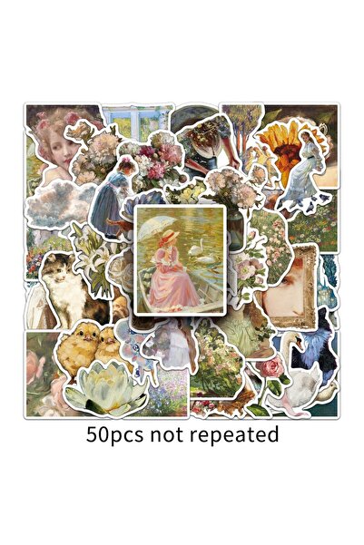 Choice ٥٠ قطعة من ملصقات لوحات زيتية عتيقة - ملصقات جرافيتي فنية غربية إبداعي...