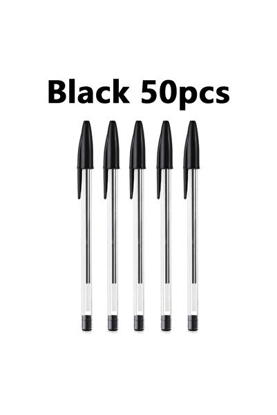 Choice Black 50pcs 50/100Pcs Ballpoint Pens 1.0mm Blue Black Plastic Ball Poi...