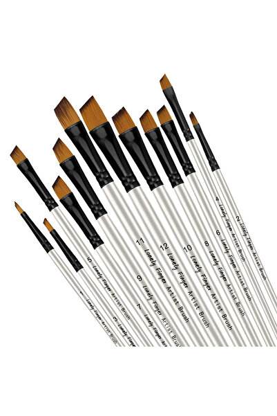 choice2 12pcs Angle White 12/48pcs Artist Paint Brushes Set For Oil Acrylic F...