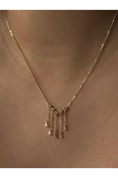 RENDA ACCESSORY Sallantılı Zirkon Beştaş Kolye Altın Kaplama