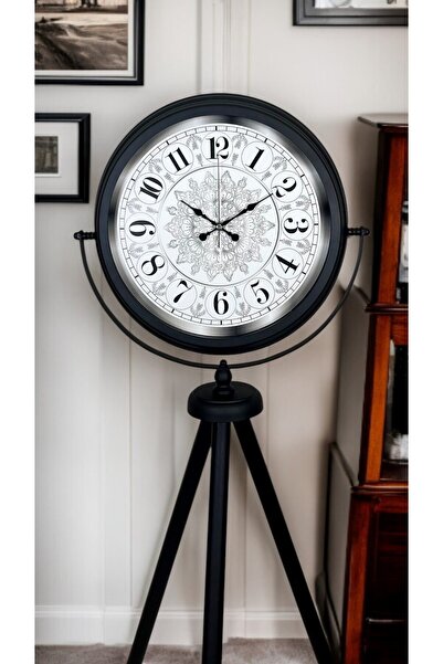 Leyaton Black Patterned Stylish Tripod Stand Clock Lwlhm-Rsyt34
