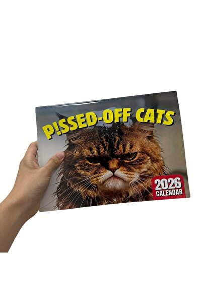 Choice 1pcs Peed-Off Cat Wall Calendar 2026 Funny Cat Meme Monthly Hanging Fo...