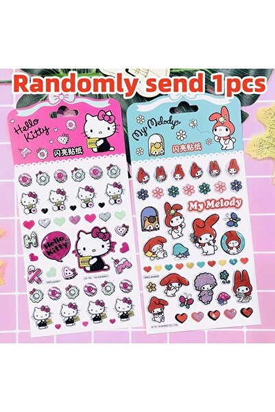 JOY TOP أرسل عشوائياً قطعة واحدة من ملصقات هيلو كيتي ميلودي الأصلية، ملصقات ك...