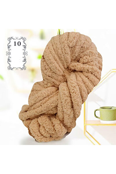 Choice 10 Light Khaki Items 500g of Thick Chenille Yarn for Blankets, Ultra-S...