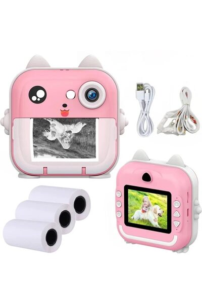 Choice1 كاميرا فيديو رقمية صغيرة للأطفال باللون الوردي، فورية الطباعة، بدقة 1...
