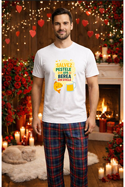 MVRDAR Мъжки памучен пижамен комплект от колекцията за Свети Валентин, Драгобете