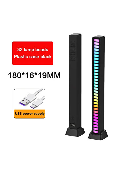 Choice 32LED Black USB RGB LED Strip Light Music Sound Control Pickup Rhythm ...