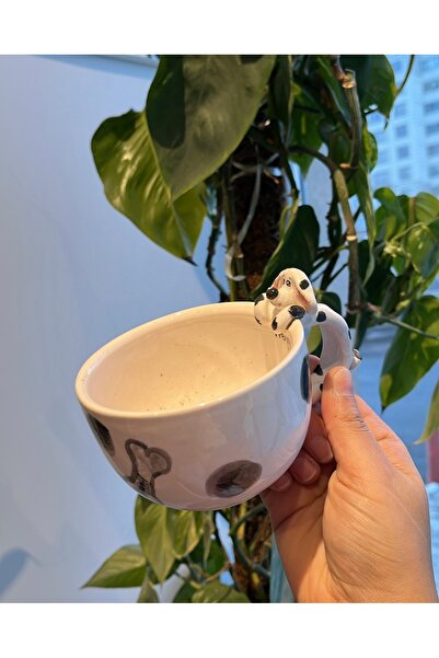 visera Handmade Ceramic Mug with Dalmatian Dog Figure